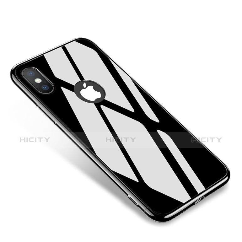 Coque Bumper Luxe Aluminum Metal Miroir Housse Etui pour Apple iPhone Xs Noir Plus