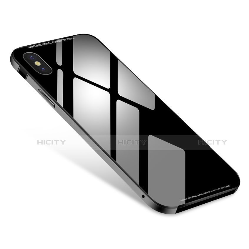 Coque Bumper Luxe Aluminum Metal Miroir Housse Etui S01 pour Apple iPhone Xs Max Noir Plus