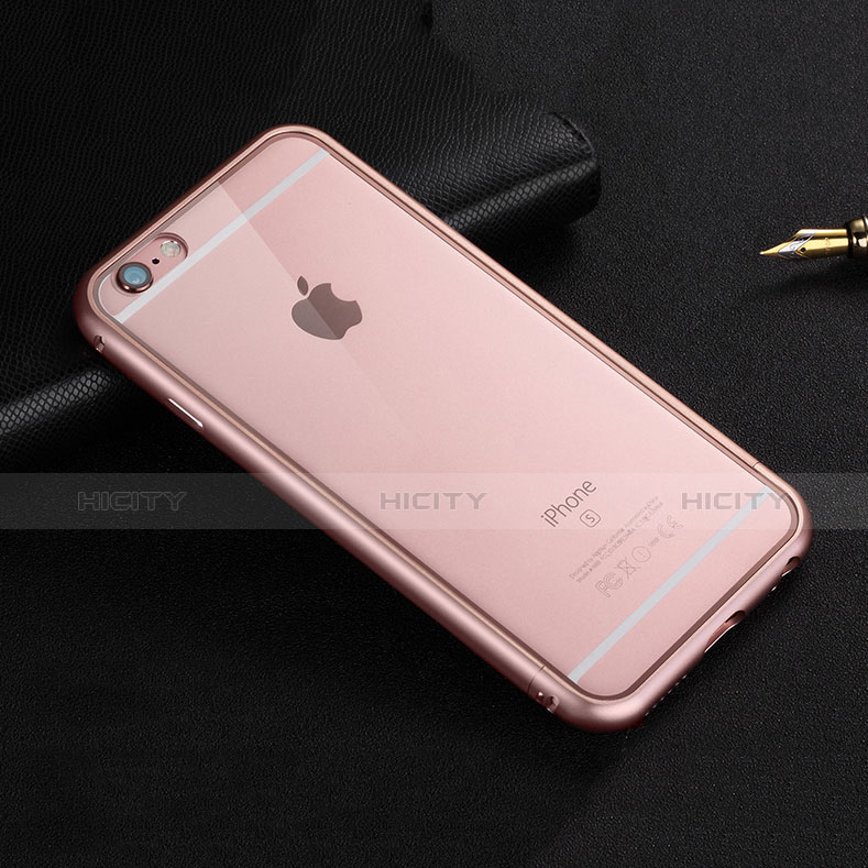 Coque Bumper Luxe Aluminum Metal pour Apple iPhone 6S Or Rose Plus