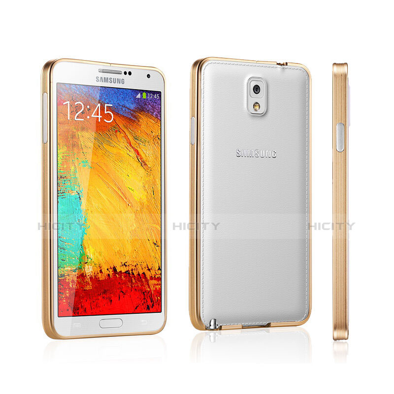 Coque Bumper Luxe Aluminum Metal pour Samsung Galaxy Note 3 N9000 Or Plus