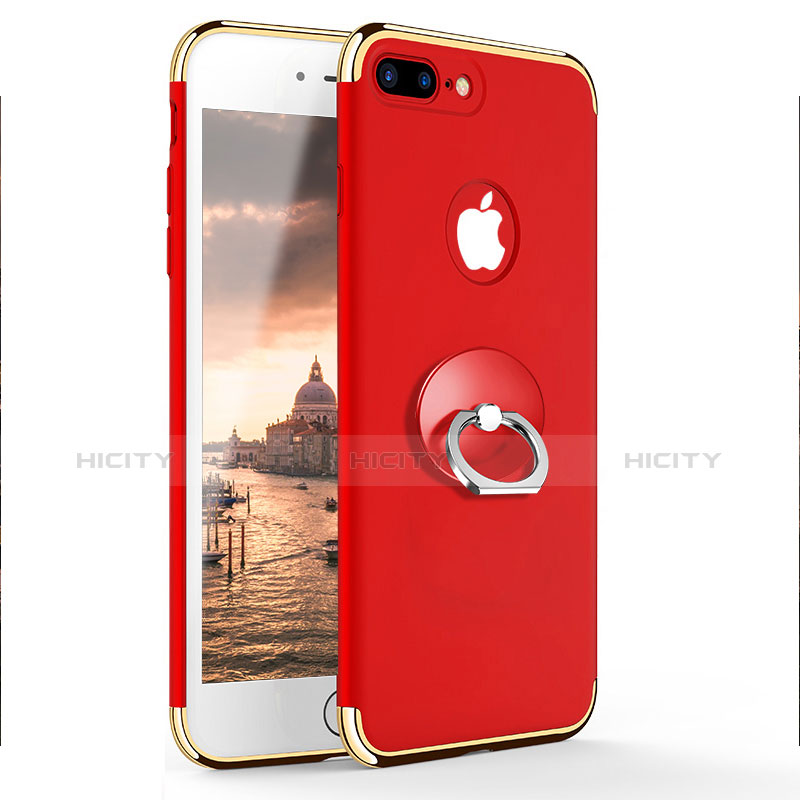 Coque Bumper Luxe Metal et Plastique avec Support Bague Anneau A04 pour Apple iPhone 7 Plus Rouge Plus