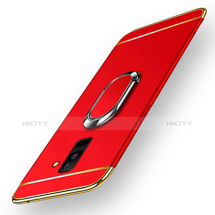 Coque Bumper Luxe Metal et Plastique avec Support Bague Anneau Aimante pour Samsung Galaxy A6 Plus Rouge Plus