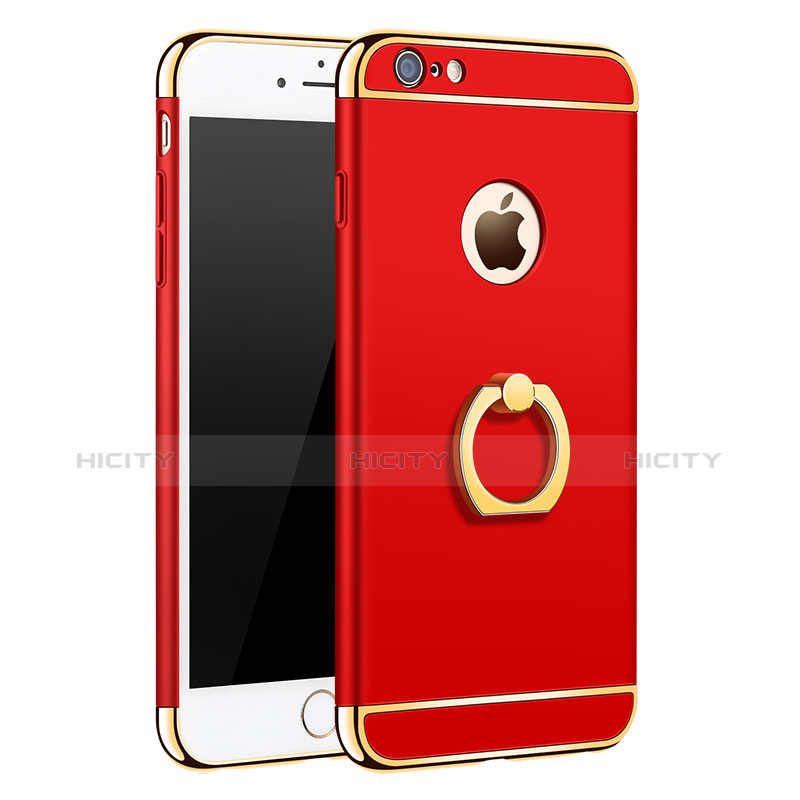Coque Bumper Luxe Metal et Plastique avec Support Bague Anneau pour Apple iPhone 6 Plus Rouge Plus