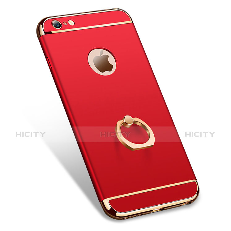 Coque Bumper Luxe Metal et Plastique avec Support Bague Anneau pour Apple iPhone 6 Plus Rouge Plus