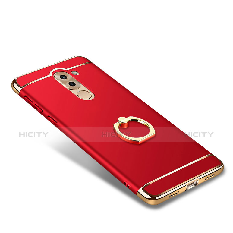 Coque Bumper Luxe Metal et Plastique avec Support Bague Anneau pour Huawei Honor 6X Rouge Plus