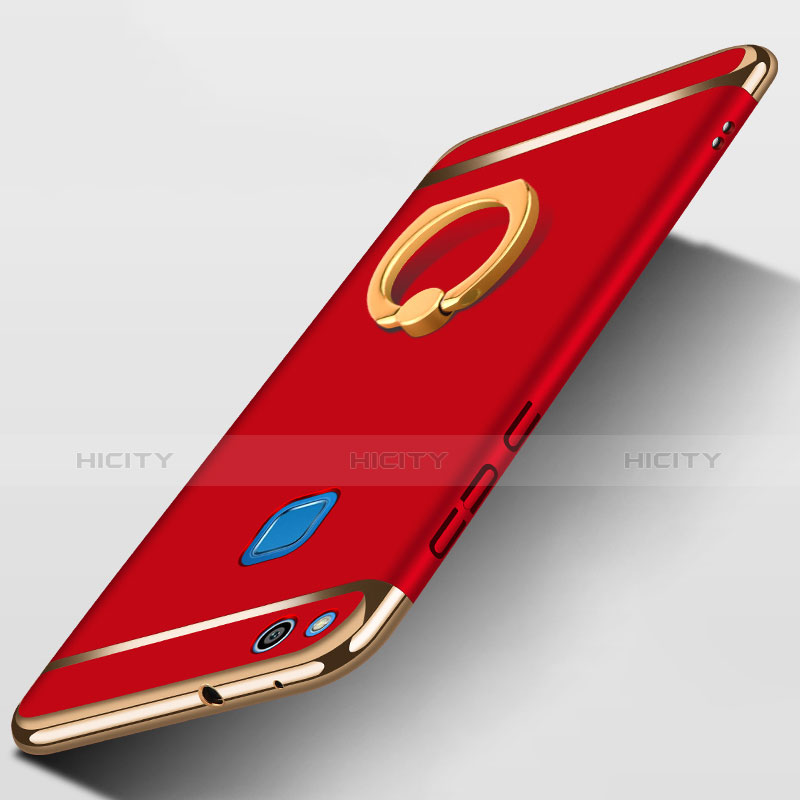 Coque Bumper Luxe Metal et Plastique avec Support Bague Anneau pour Huawei Honor 8 Lite Rouge Plus