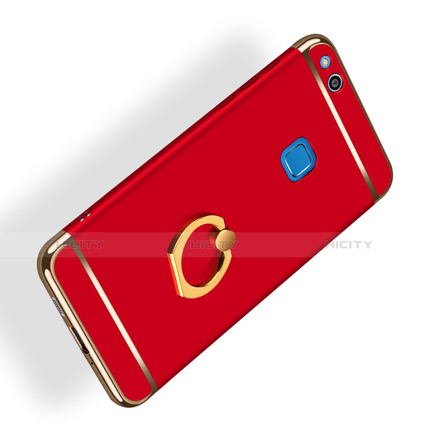 Coque Bumper Luxe Metal et Plastique avec Support Bague Anneau pour Huawei Honor 8 Lite Rouge Plus