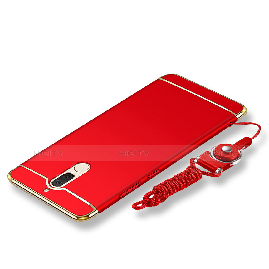 Coque Bumper Luxe Metal et Plastique Etui Housse avec Laniere pour Huawei Rhone Rouge Plus