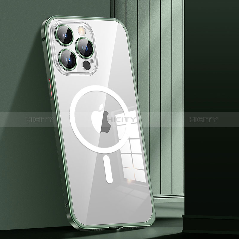 Coque Bumper Luxe Metal et Plastique Etui Housse avec Mag-Safe Magnetic Magnetique JL1 pour Apple iPhone 13 Pro Plus