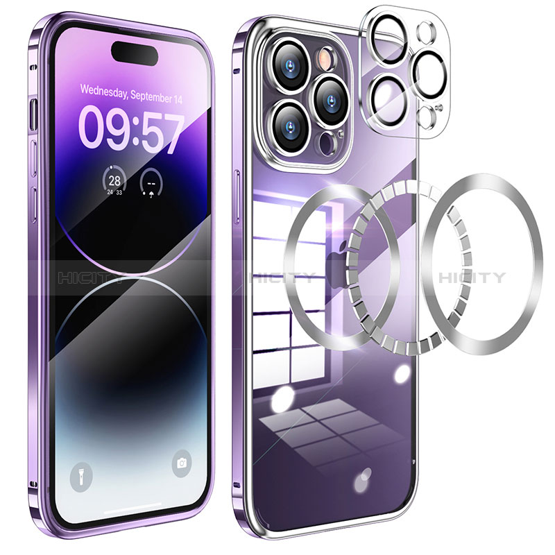 Coque Bumper Luxe Metal et Plastique Etui Housse avec Mag-Safe Magnetic Magnetique LF3 pour Apple iPhone 14 Pro Plus