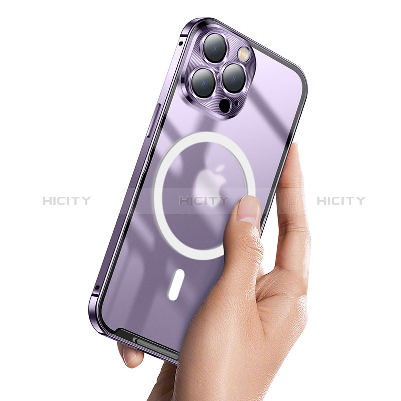 Coque Bumper Luxe Metal et Plastique Etui Housse avec Mag-Safe Magnetic Magnetique LK1 pour Apple iPhone 15 Pro Plus
