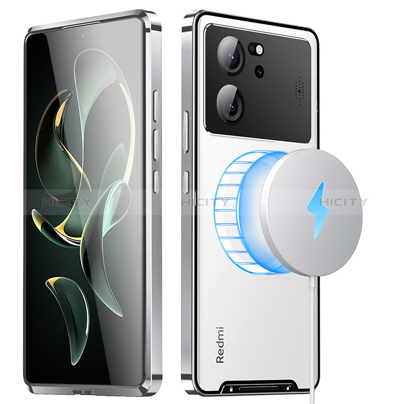 Coque Bumper Luxe Metal et Plastique Etui Housse avec Mag-Safe Magnetic Magnetique LK1 pour Xiaomi Mi 13T 5G Argent Plus