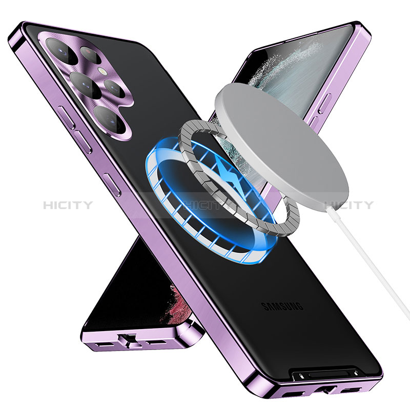Coque Bumper Luxe Metal et Plastique Etui Housse avec Mag-Safe Magnetic Magnetique LK2 pour Samsung Galaxy S22 Ultra 5G Plus