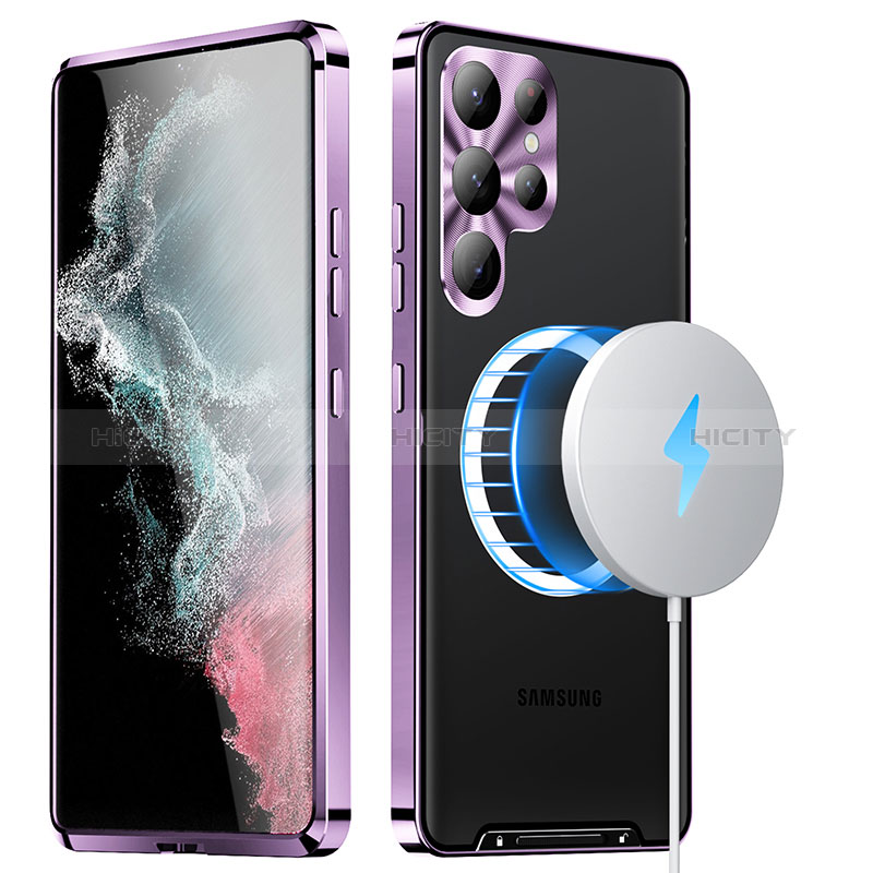 Coque Bumper Luxe Metal et Plastique Etui Housse avec Mag-Safe Magnetic Magnetique LK2 pour Samsung Galaxy S23 Ultra 5G Plus