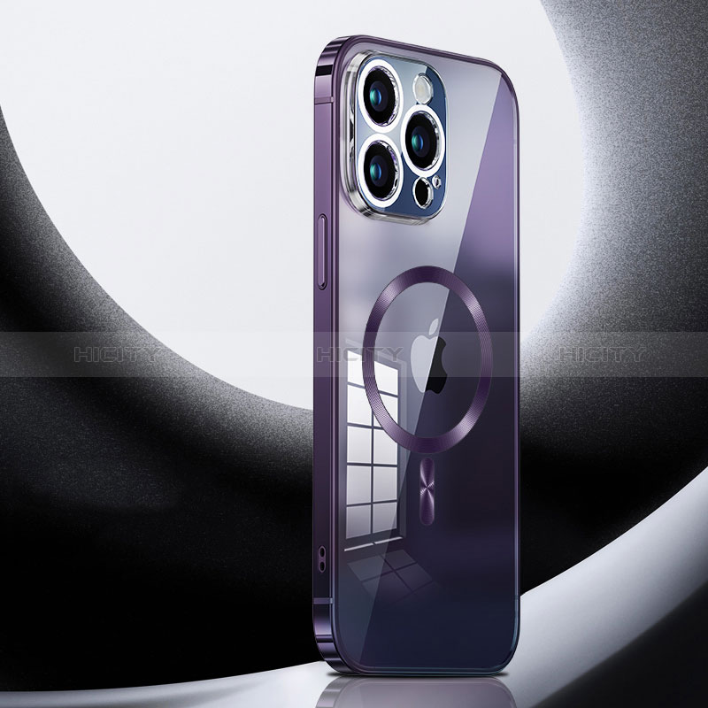 Coque Bumper Luxe Metal et Plastique Etui Housse avec Mag-Safe Magnetic Magnetique LK3 pour Apple iPhone 13 Pro Max Violet Plus