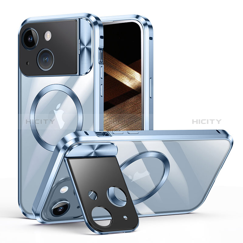 Coque Bumper Luxe Metal et Plastique Etui Housse avec Mag-Safe Magnetic Magnetique LK4 pour Apple iPhone 14 Plus Bleu Plus