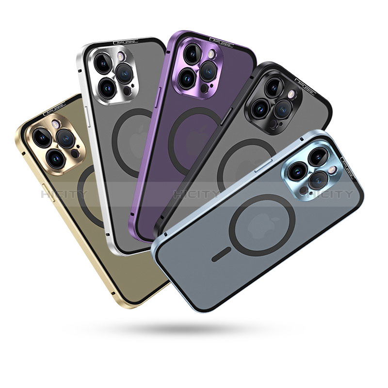 Coque Bumper Luxe Metal et Plastique Etui Housse avec Mag-Safe Magnetic Magnetique LK5 pour Apple iPhone 15 Pro Plus