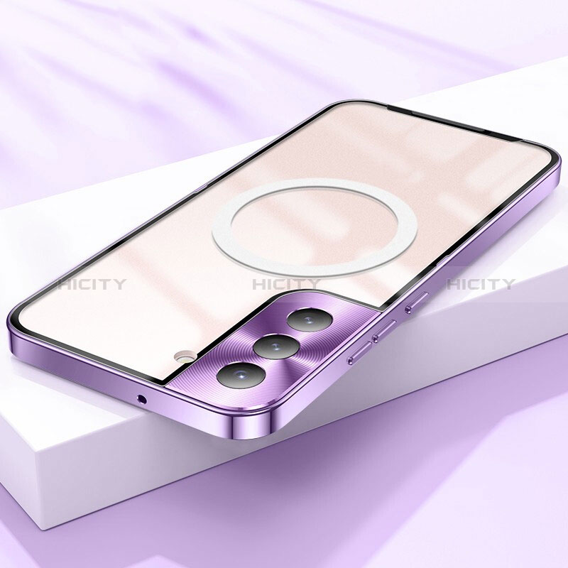 Coque Bumper Luxe Metal et Plastique Etui Housse avec Mag-Safe Magnetic Magnetique pour Samsung Galaxy S21 5G Violet Plus