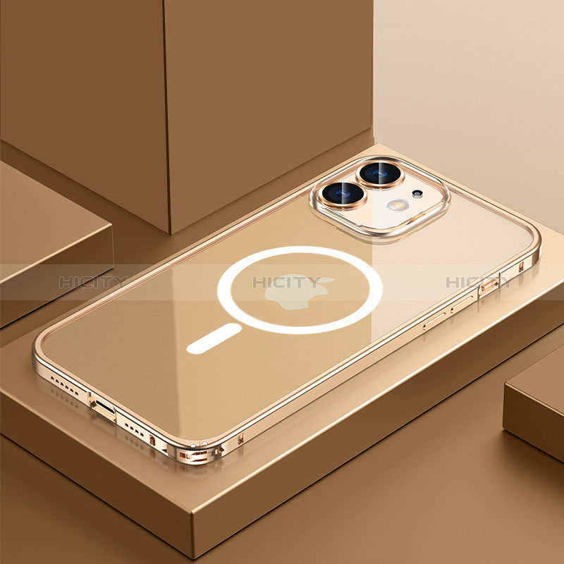Coque Bumper Luxe Metal et Plastique Etui Housse avec Mag-Safe Magnetic Magnetique QC3 pour Apple iPhone 12 Mini Plus