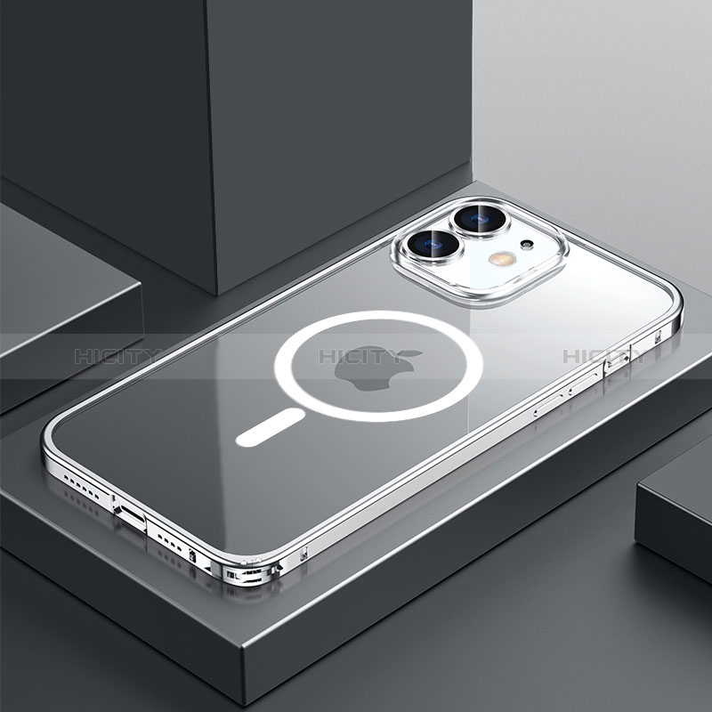 Coque Bumper Luxe Metal et Plastique Etui Housse avec Mag-Safe Magnetic Magnetique QC3 pour Apple iPhone 12 Mini Plus