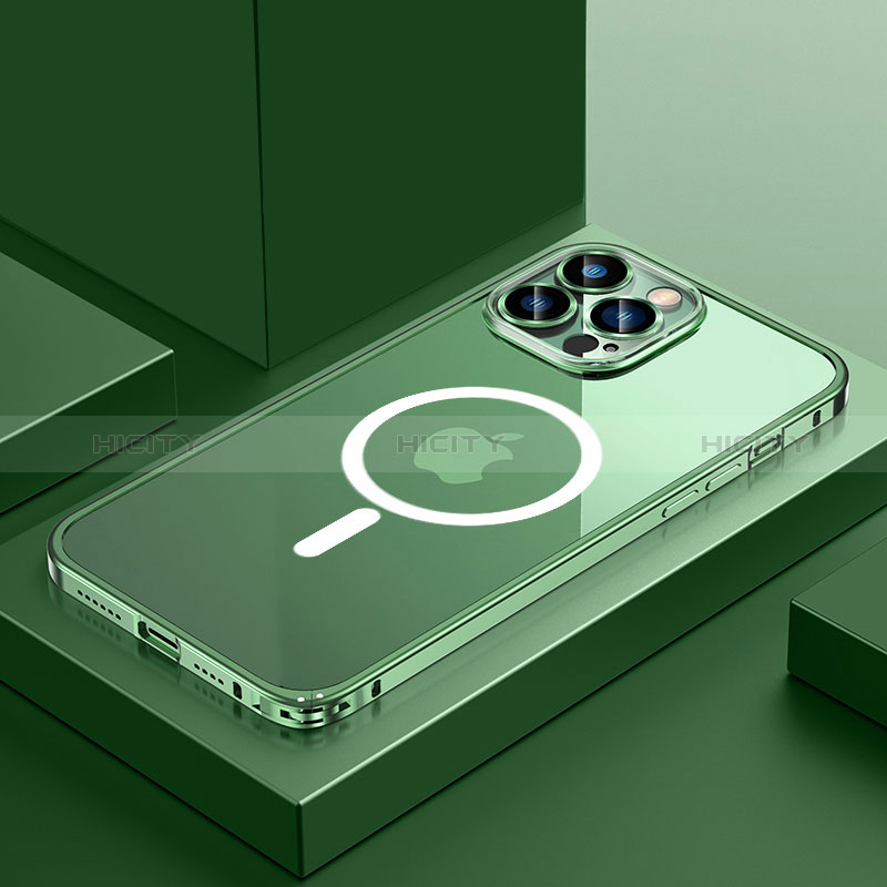Coque Bumper Luxe Metal et Plastique Etui Housse avec Mag-Safe Magnetic Magnetique QC3 pour Apple iPhone 12 Pro Max Vert Plus