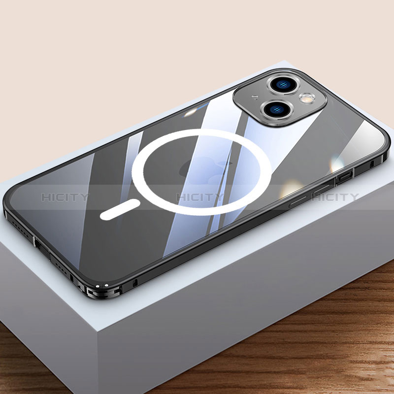 Coque Bumper Luxe Metal et Plastique Etui Housse avec Mag-Safe Magnetic Magnetique QC4 pour Apple iPhone 13 Mini Plus