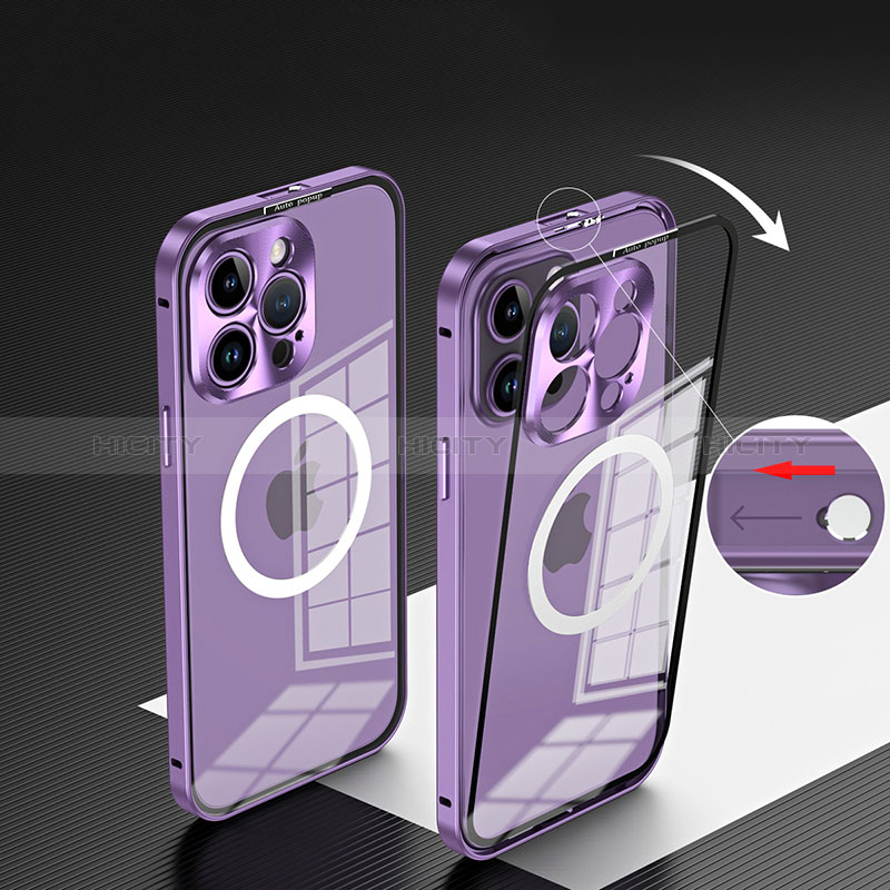 Coque Bumper Luxe Metal et Plastique Etui Housse avec Mag-Safe Magnetic Magnetique QC5 pour Apple iPhone 13 Pro Plus
