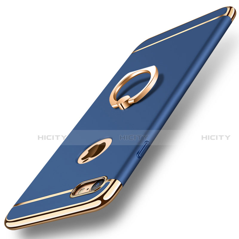 Coque Bumper Luxe Metal et Plastique Etui Housse avec Support Bague Anneau A01 pour Apple iPhone SE (2020) Bleu Plus