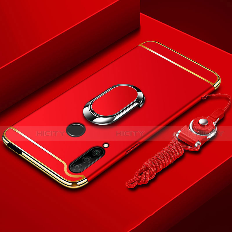 Coque Bumper Luxe Metal et Plastique Etui Housse avec Support Bague Anneau A01 pour Huawei Enjoy 10 Plus Rouge Plus