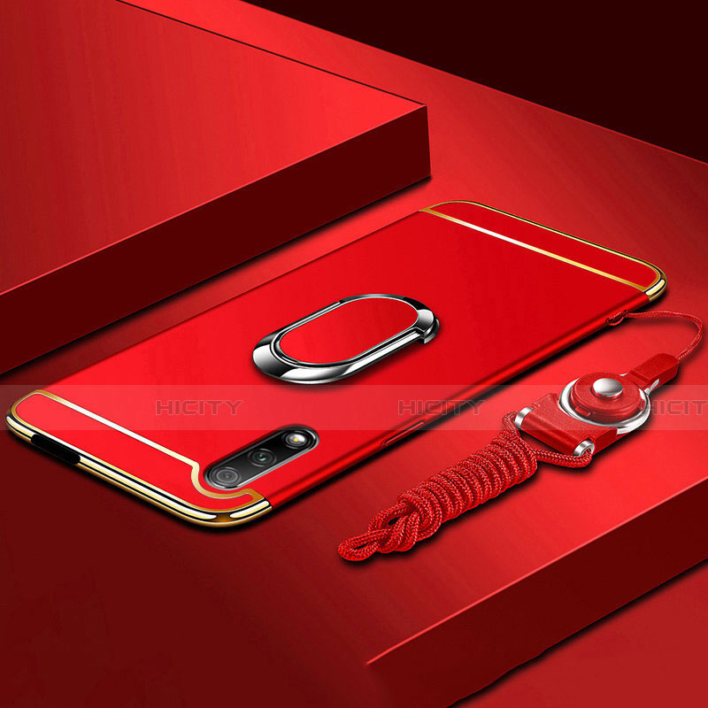 Coque Bumper Luxe Metal et Plastique Etui Housse avec Support Bague Anneau A01 pour Huawei Honor 9X Rouge Plus