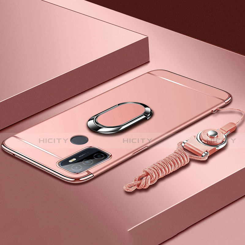 Coque Bumper Luxe Metal et Plastique Etui Housse avec Support Bague Anneau A01 pour Oppo A53 Or Rose Plus