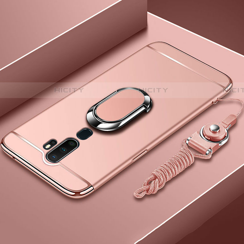 Coque Bumper Luxe Metal et Plastique Etui Housse avec Support Bague Anneau A01 pour Oppo A9 (2020) Or Rose Plus