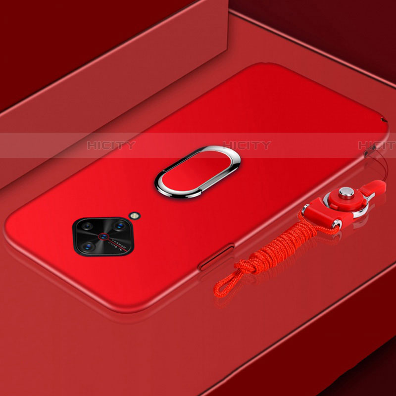 Coque Bumper Luxe Metal et Plastique Etui Housse avec Support Bague Anneau A01 pour Vivo X50 Lite Rouge Plus