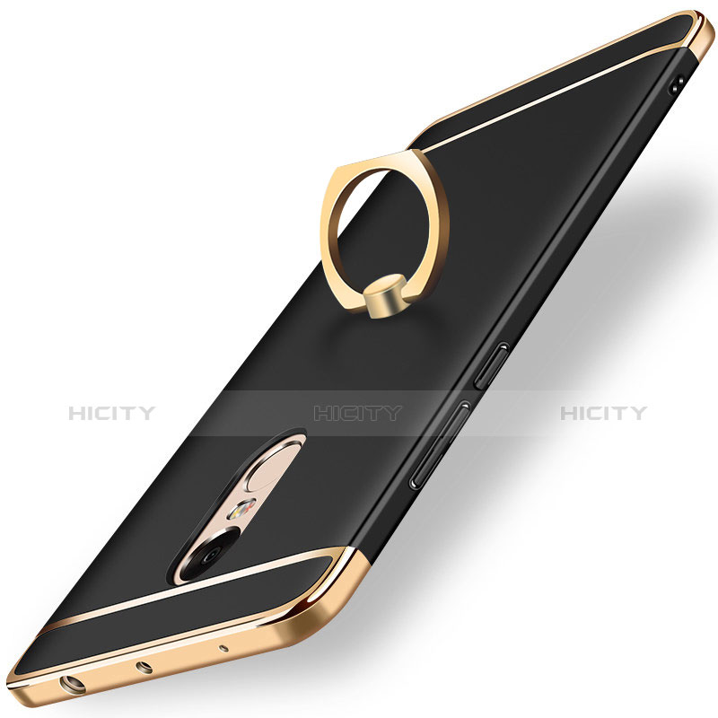 Coque Bumper Luxe Metal et Plastique Etui Housse avec Support Bague Anneau A01 pour Xiaomi Redmi Note 4 Noir Plus
