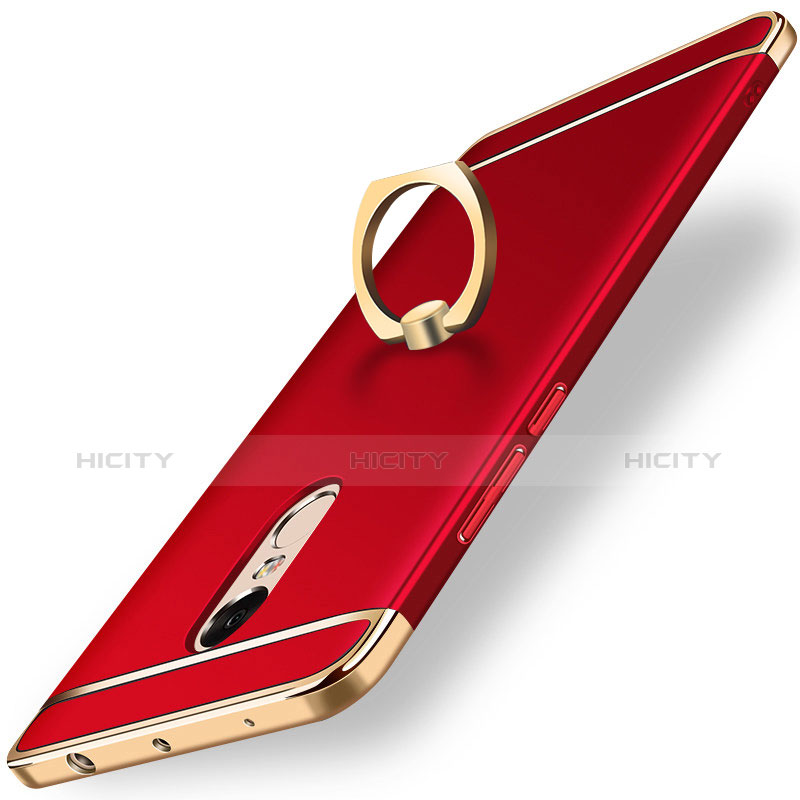 Coque Bumper Luxe Metal et Plastique Etui Housse avec Support Bague Anneau A01 pour Xiaomi Redmi Note 4X High Edition Rouge Plus