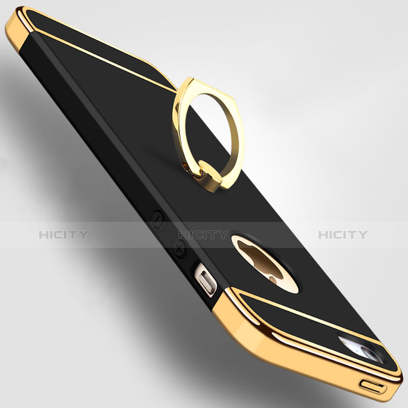 Coque Bumper Luxe Metal et Plastique Etui Housse avec Support Bague Anneau A02 pour Apple iPhone 5S Plus