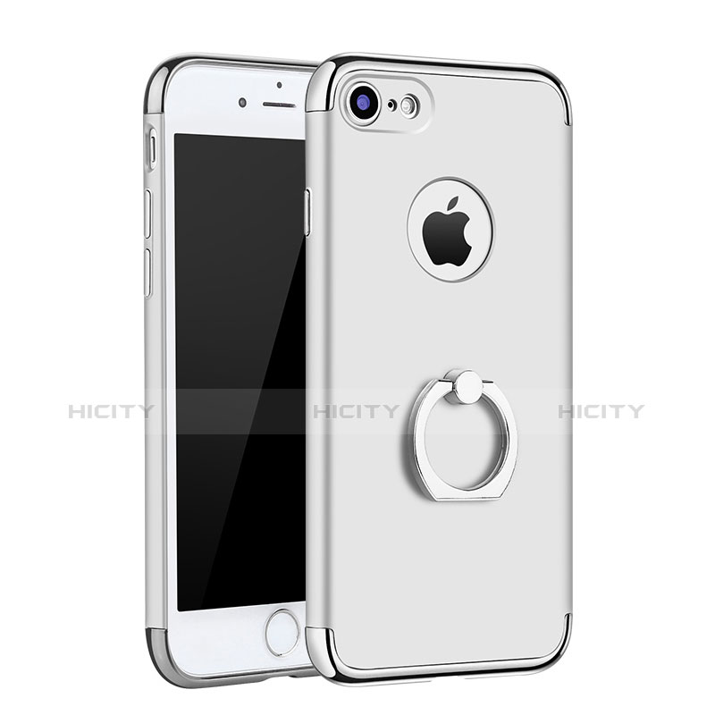 Coque Bumper Luxe Metal et Plastique Etui Housse avec Support Bague Anneau A02 pour Apple iPhone 7 Argent Plus