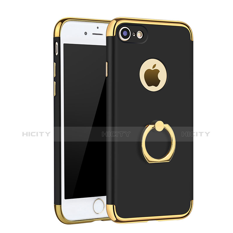Coque Bumper Luxe Metal et Plastique Etui Housse avec Support Bague Anneau A02 pour Apple iPhone 7 Noir Plus