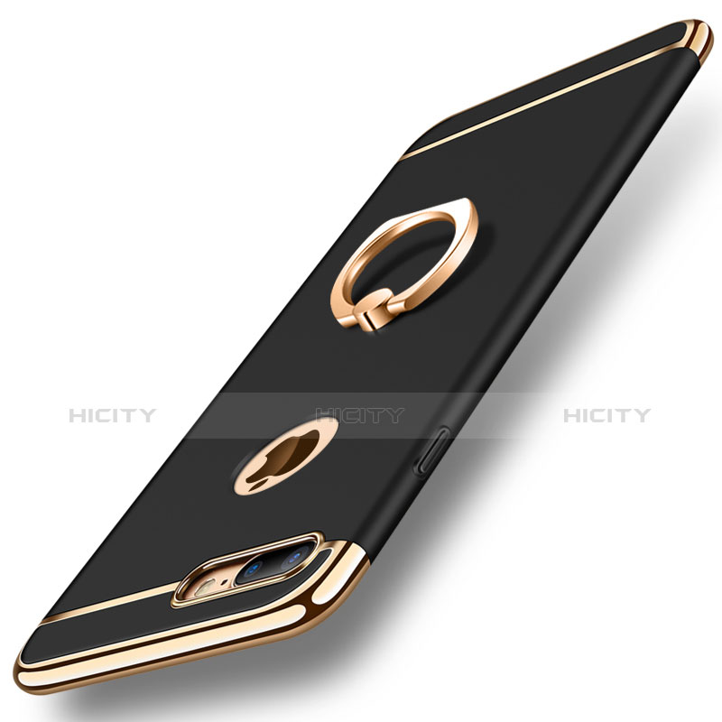 Coque Bumper Luxe Metal et Plastique Etui Housse avec Support Bague Anneau A05 pour Apple iPhone 8 Plus Noir Plus