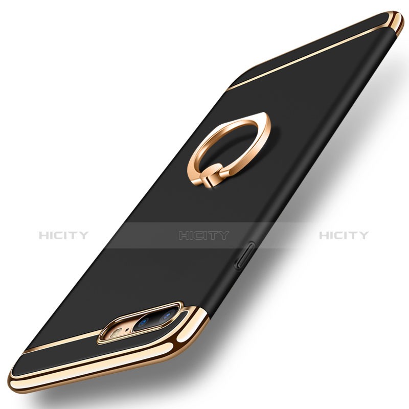 Coque Bumper Luxe Metal et Plastique Etui Housse avec Support Bague Anneau A06 pour Apple iPhone 8 Plus Noir Plus