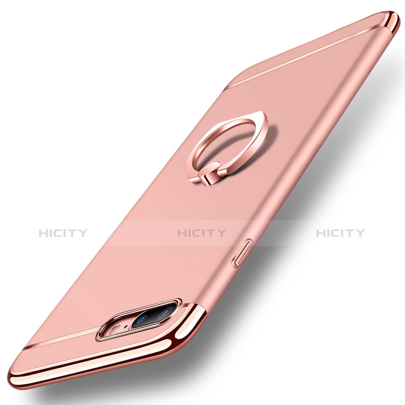 Coque Bumper Luxe Metal et Plastique Etui Housse avec Support Bague Anneau A06 pour Apple iPhone 8 Plus Or Rose Plus