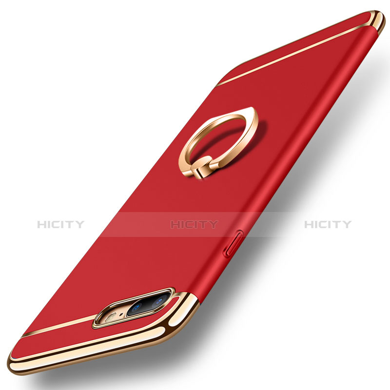 Coque Bumper Luxe Metal et Plastique Etui Housse avec Support Bague Anneau A06 pour Apple iPhone 8 Plus Rouge Plus