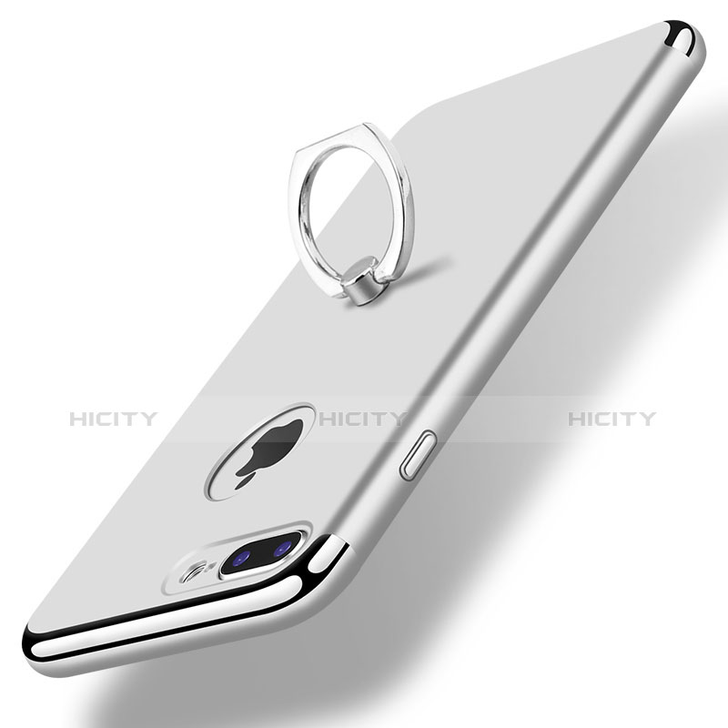 Coque Bumper Luxe Metal et Plastique Etui Housse avec Support Bague Anneau A07 pour Apple iPhone 8 Plus Argent Plus