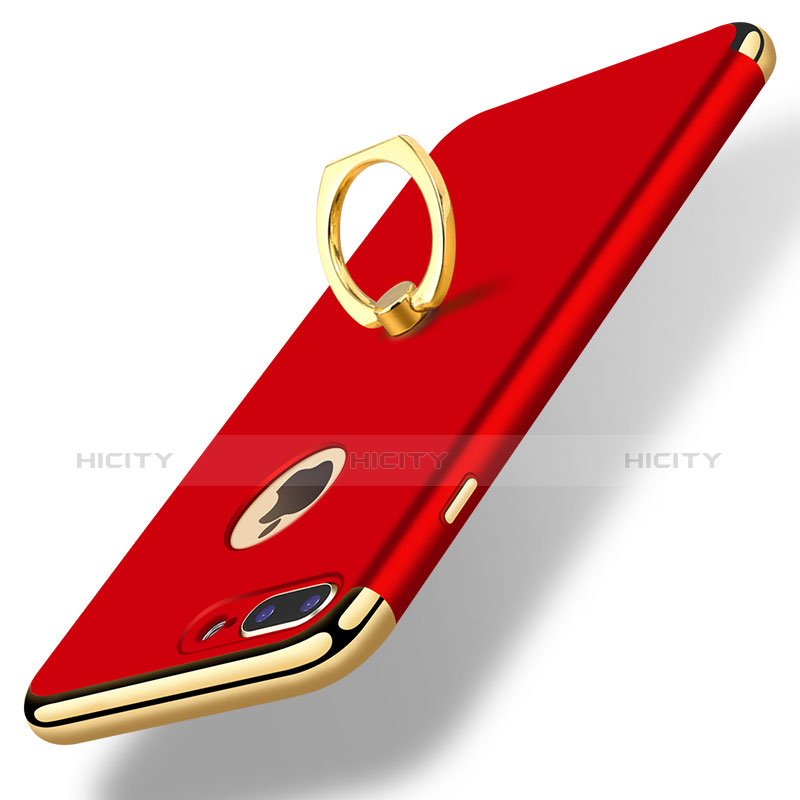 Coque Bumper Luxe Metal et Plastique Etui Housse avec Support Bague Anneau A07 pour Apple iPhone 8 Plus Rouge Plus