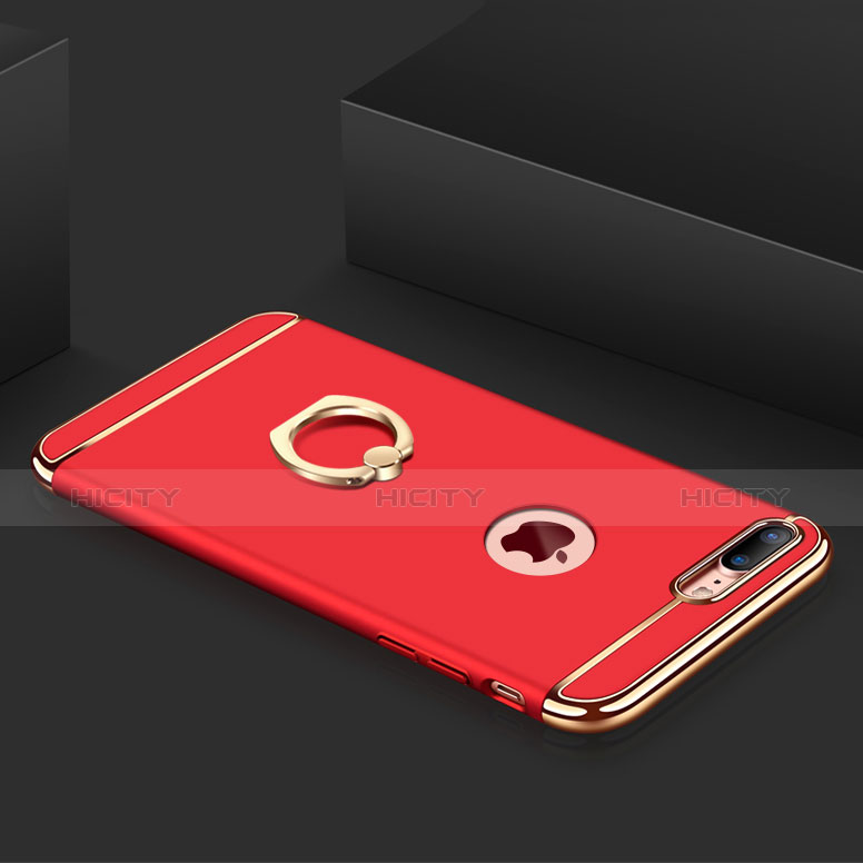 Coque Bumper Luxe Metal et Plastique Etui Housse avec Support Bague Anneau et Laniere A01 pour Apple iPhone 8 Plus Rouge Plus