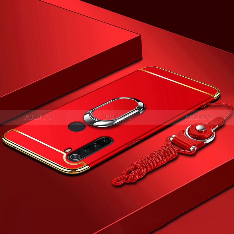Coque Bumper Luxe Metal et Plastique Etui Housse avec Support Bague Anneau K01 pour Xiaomi Redmi Note 8 (2021) Rouge Plus
