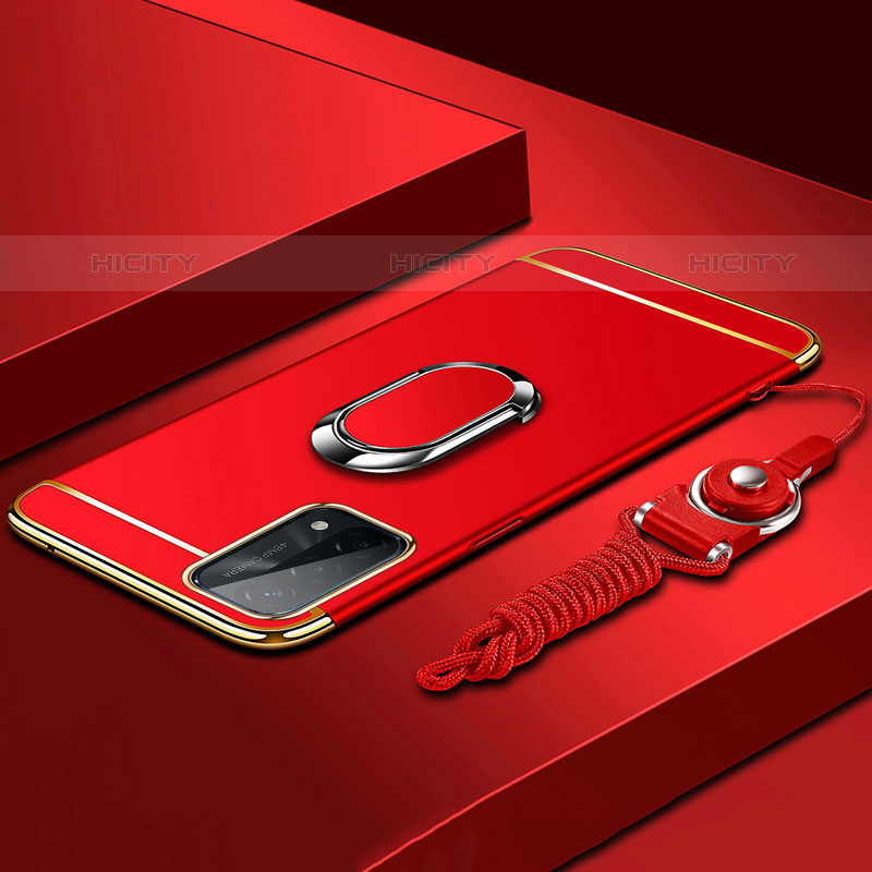 Coque Bumper Luxe Metal et Plastique Etui Housse avec Support Bague Anneau P03 pour OnePlus Nord N200 5G Rouge Plus