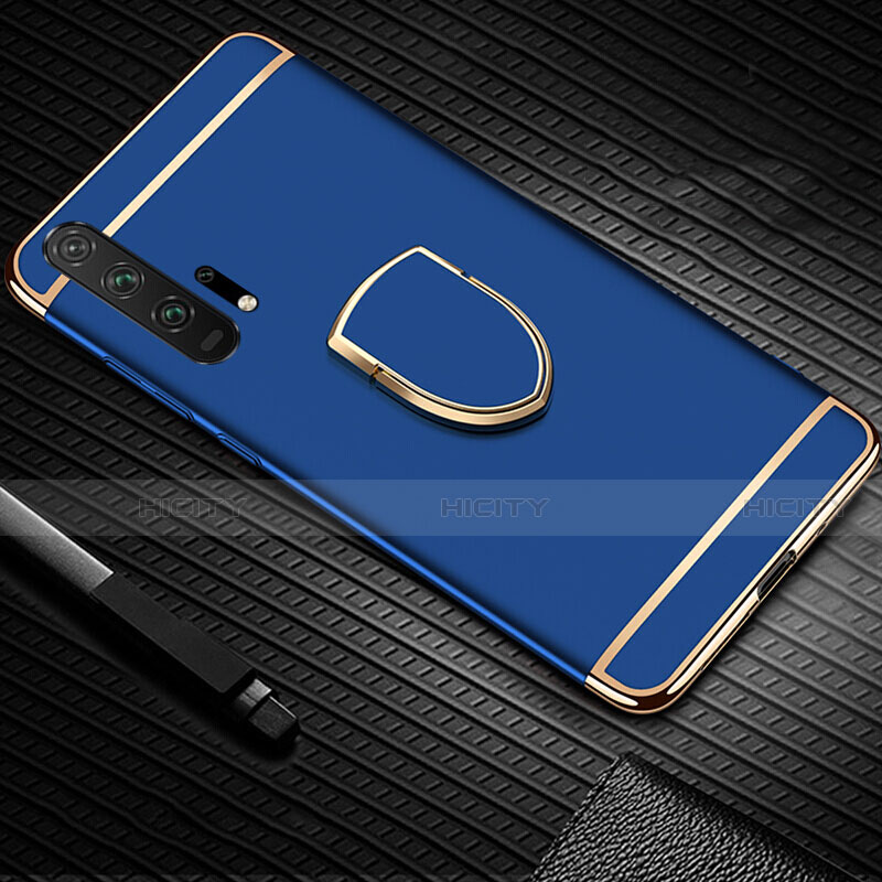 Coque Bumper Luxe Metal et Plastique Etui Housse avec Support Bague Anneau T01 pour Huawei Honor 20 Pro Bleu Plus