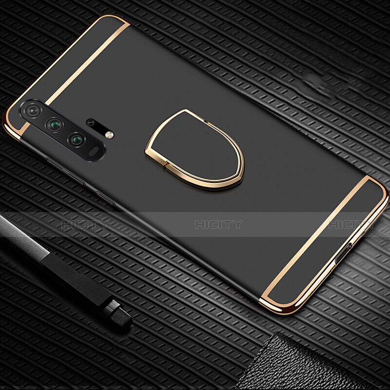 Coque Bumper Luxe Metal et Plastique Etui Housse avec Support Bague Anneau T01 pour Huawei Honor 20 Pro Noir Plus
