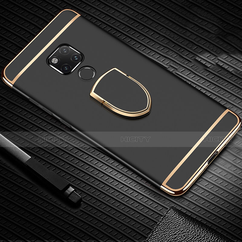 Coque Bumper Luxe Metal et Plastique Etui Housse avec Support Bague Anneau T01 pour Huawei Mate 20 X 5G Noir Plus